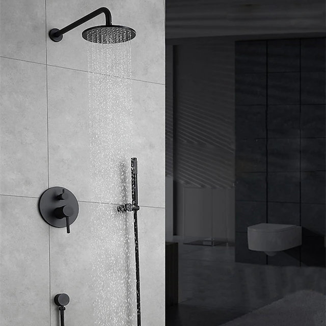 Concealed Shower Faucet Combo Set 8" Shower Head, Shower System Mixer Rough In Valve Rainfall High Pressure Head with Handheld, Wall Monted Tub and Shower Trim Kit Bathroom Bath 11