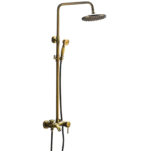  Zuhany csaptelep - Hagyományos Antik bronz Zuhany rendszer Kerámiaszelep Bath Shower Mixer Taps / Bronz / Egy fogantyú három lyuk