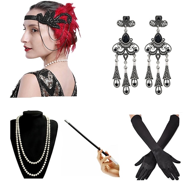 Roaring 20s 1920s The Great Gatsby Costume Accessory Sets Gloves ...