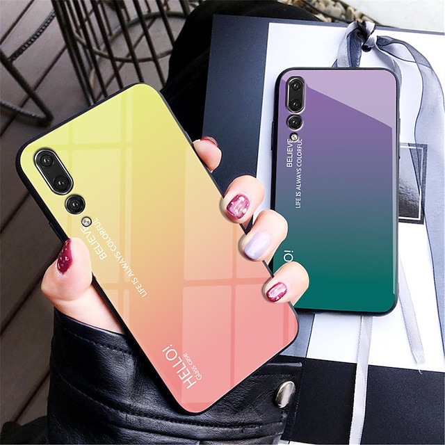 Case For Huawei Huawei P20 / Huawei P20 Pro / Huawei P20 lite Mirror Back Cover Color Gradient Hard Tempered Glass