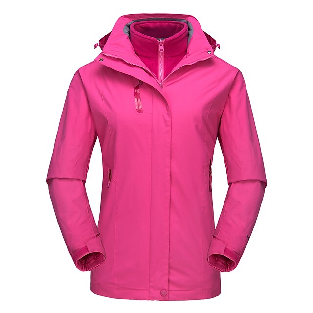  DZRZVD® Women's Waterproof Hiking 3-in-1 Jacket Autumn / Fall Winter Spring Outdoor Solid Color Thermal Warm Waterproof Windproof Rain Waterproof Jacket 3-in-1 Jacket Top Waterproof Rain Proof