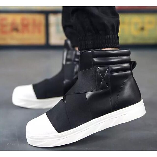  Men's Comfort Shoes Fashion Boots Fall & Winter Daily Boots PU Booties / Ankle Boots Black / White / White / Red