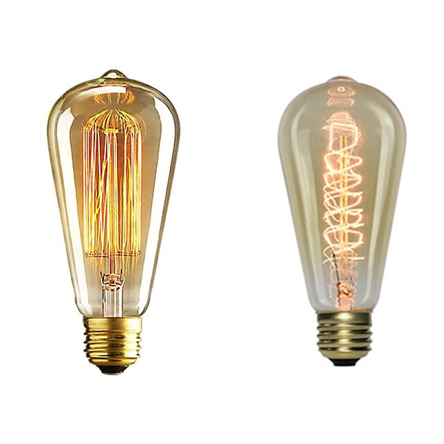  2pcs 40 W E26 / E27 ST64 Warm White 2200-2700 k Retro / Dimmable / Decorative Incandescent Vintage Edison Light Bulb 220-240 V