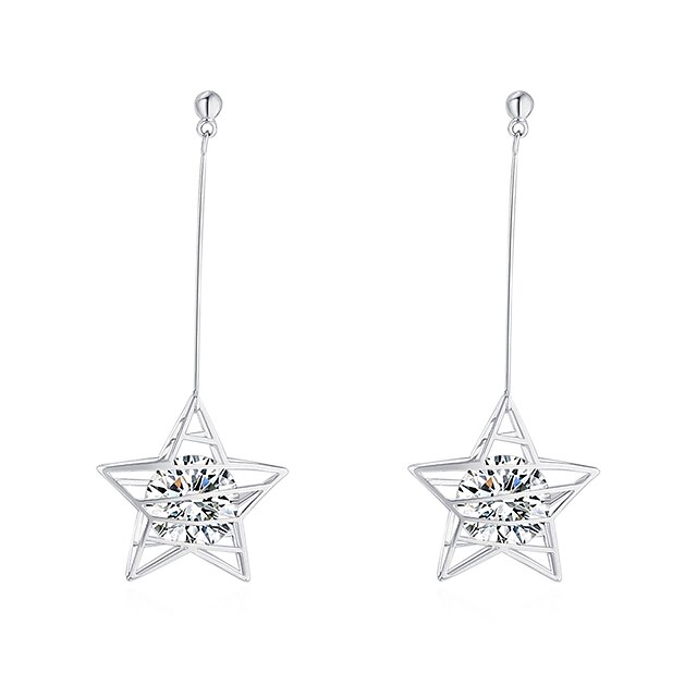  Earrings Cubic Zirconia Copper For Women's Star Elegant Simple Style Fashion Party Daily High Quality Metal Star 1 Pair / S925 Sterling Silver