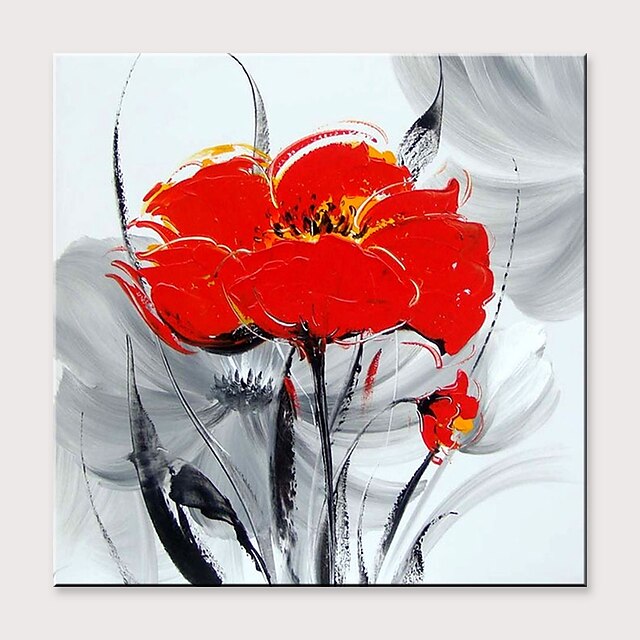  Hang målad oljemålning HANDMÅLAD - Abstrakt Blommig / Botanisk Moderna Utan innerram / Valsad duk