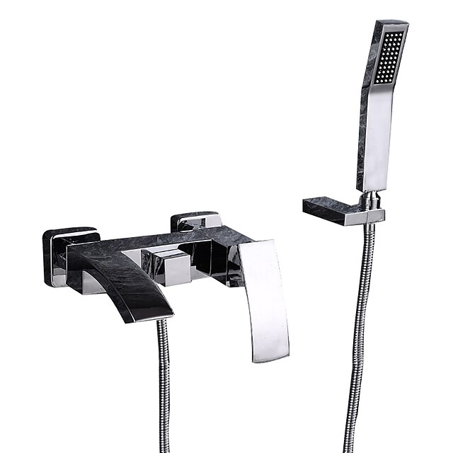  Bathtub Faucet - Contemporary Chrome Wall Mounted Ceramic Valve Bath Shower Mixer Taps / Single Handle Three Holes