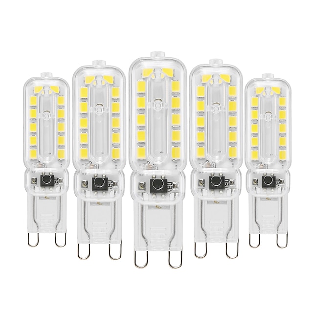  5st 10st G9 LED Bi-pin-lampor 6W 450-550Lm 22 LED-pärlor SMD 2835 T Glödlampa kan dimbar varmvit kallvit 220-240V 110-130V Rohs för ljuskronor accentljus under skåp puck ljus
