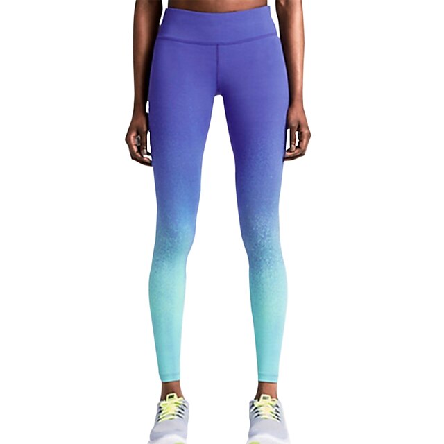  Femme Collant Running Intérieur Legging Poche Nylon Yoga Exercice Physique Exercice & Fitness Poids Léger Respirable Séchage rapide Sport Dégradé de Couleur Bleu / Haute élasticité