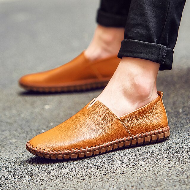 Voor heren Instappers en instappers Leren schoenen Drive-schoenen  Zomerinstappers Casual Strandstijl Dagelijks Leer Zwart Geel Donkerblauw  Lente Zomer 9425358 2023 – $41.99