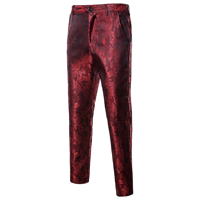  Men's Chinos Trousers Jogger Pants Geometric Full Length Party Daily Formal Casual Purple Wine Micro-elastic
