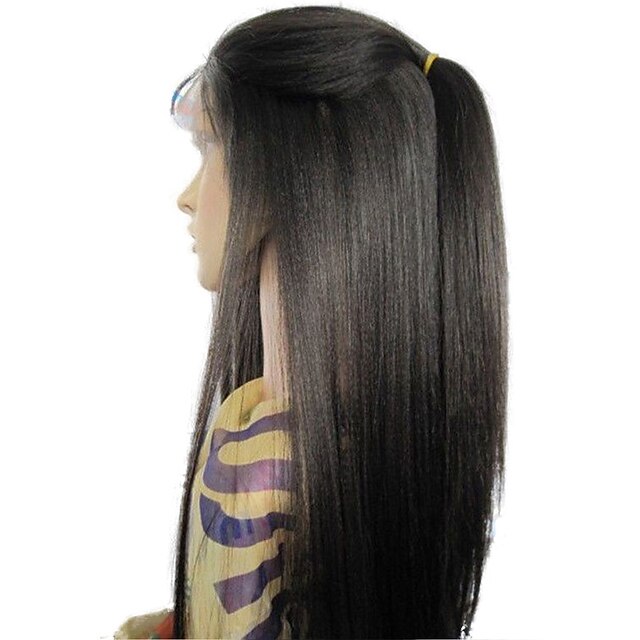  Remy Human Hair 4x4 Closure Lace Front Wig Layered Haircut style Brazilian Hair Yaki Straight Black Wig 130% Density with Baby Hair Silk Base Hair Natural Hairline Unprocessed Women's Long Human Hair