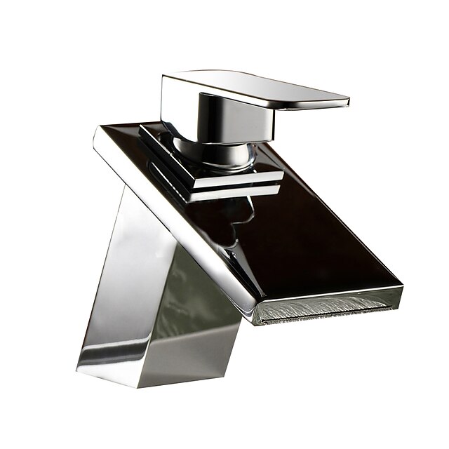  Bathroom Sink Faucet - Waterfall Chrome Centerset One Hole / Single Handle One HoleBath Taps / Brass