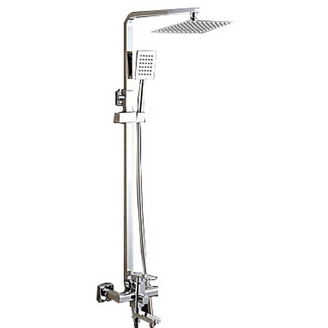  Shower Faucet - Contemporary Chrome Centerset Ceramic Valve Bath Shower Mixer Taps / Brass / Single Handle Two Holes