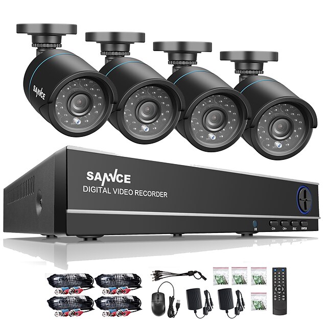  sannce® 8ch 4 az 1-ben 720p hdmi ahd cctv dvr 4db 1.0 mp ir kültéri biztonsági kamerafelügyeleti rendszer beépített 1tb hdd