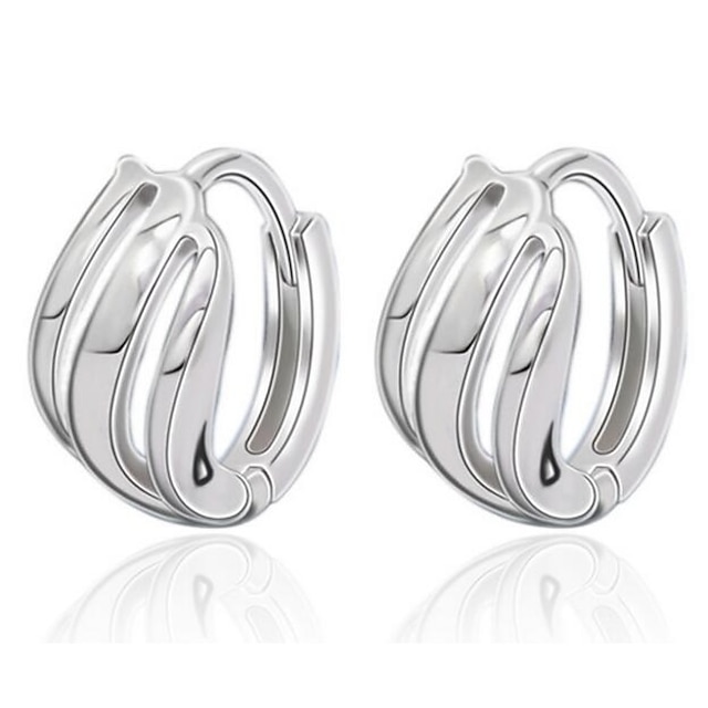  Women's Hoop Earrings Huggie Earrings Classic Romantic Earrings Jewelry Silver For Wedding Daily 1 Pair