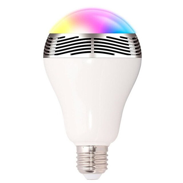  1pc slimme rgb lamp bluetooth 4.0 audio speakers lamp dimbaar e27 led draadloze muziek lamp licht kleur veranderende via wifi app controle