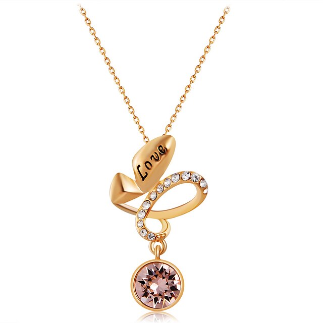  Women's Clear Crystal Pendant Necklace Mismatched Love Elegant Romantic Fashion Gold Plated Imitation Diamond Alloy Gold 50 cm Necklace Jewelry 1pc For Daily Formal