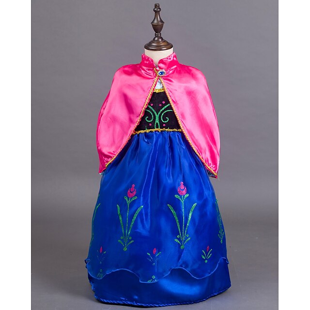  Πριγκίπισσα Παραμυθιού Άννα Φορέματα Μανδύας Φόρεμα κορίτσι λουλουδιών Κοριτσίστικα Στολές Ηρώων Ταινιών Γραμμή Α Ρούχο από μέσα Φορέματα Που καλύπτει Μπλε Φόρεμα Σάλι Χριστούγεννα Halloween Μασκάρεμα