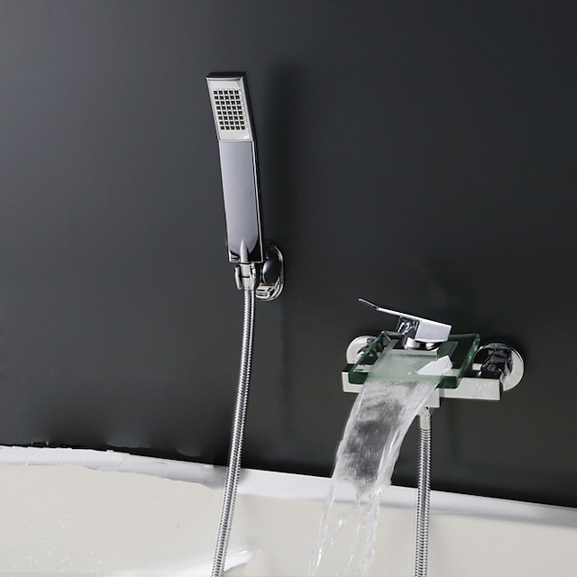  Bathtub Faucet - Contemporary / Modern Style Chrome Wall Mounted Ceramic Valve / Brass / Single Handle Two Holes