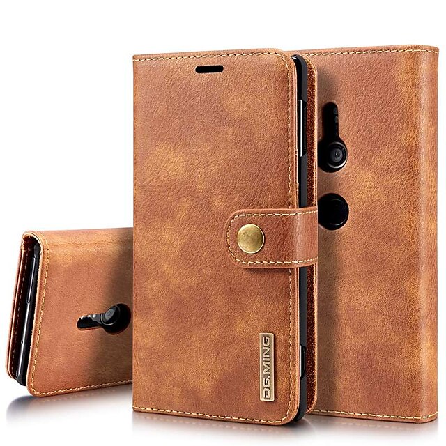  Case For Sony Sony Xperia XZ2 / Sony Xperia XZ2 Compact / Sony Xperia XZ3 Card Holder / Shockproof / with Stand Full Body Cases Solid Colored Hard Genuine Leather