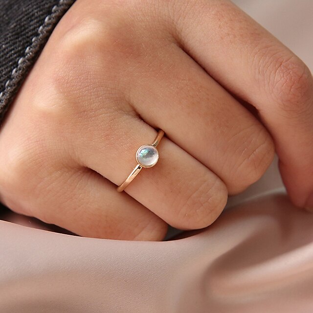  Band Ring Moonstone Classic Gold Resin Alloy Personalized Simple Korean 1pc 6 7 8 / Women's / Tail Ring