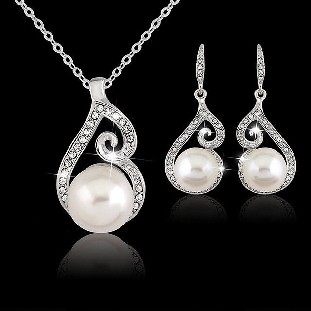  Jewelry Set Pendant Necklace For Women's Pearl Party Wedding Masquerade Imitation Pearl Cubic Zirconia Alloy Multi-color