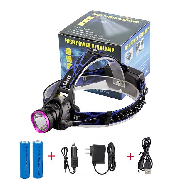  U'King Torce frontali Fanale anteriore 2000 lm LED LED emettitori 3 Modalità di illuminazione con batterie e caricabatterie Zoom disponibile Messa a fuoco regolabile Compatta Alta intensità Facile da