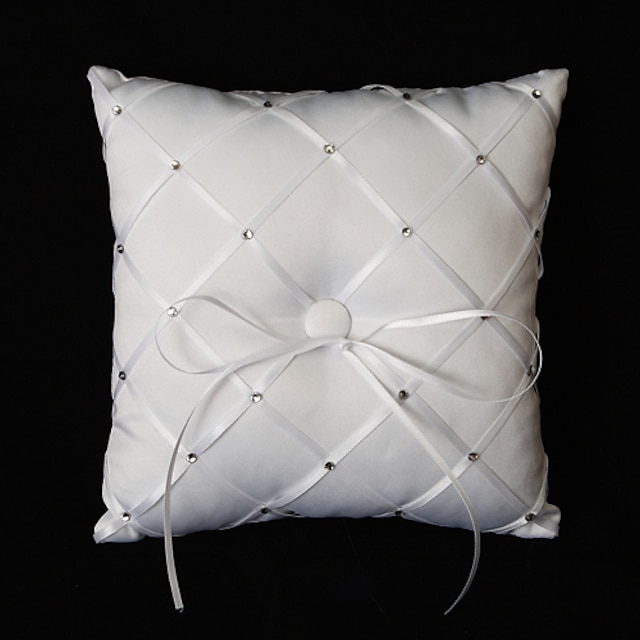  Silk Like Satin Acrylic Diamond Satin Ring Pillow Wedding All Seasons