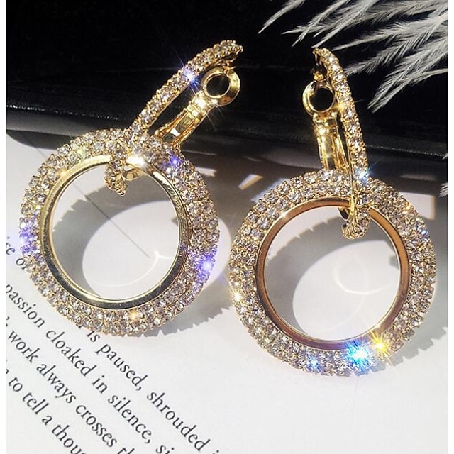  1 paire Boucle d'Oreille Pendantes Boucle d'oreille For Femme Anniversaire du quotidien Chrome Imitation de diamant Ouvert Paver