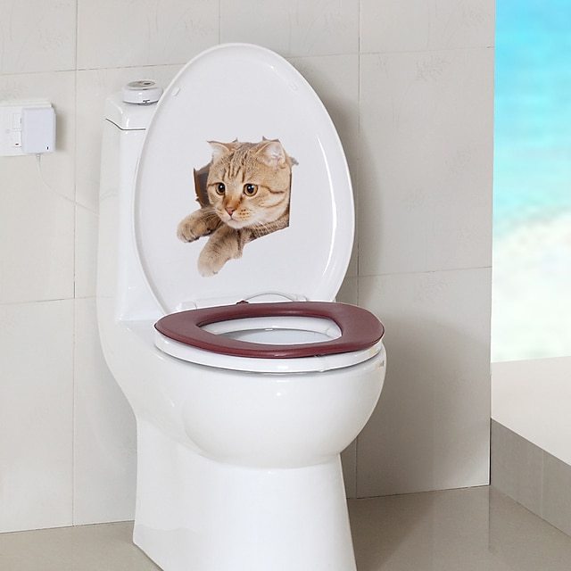 Home & Garden Home Decor | Funny Cat Toilet Stickers - Animal Wall Stickers Animals Bathroom / Indoor - WM05928