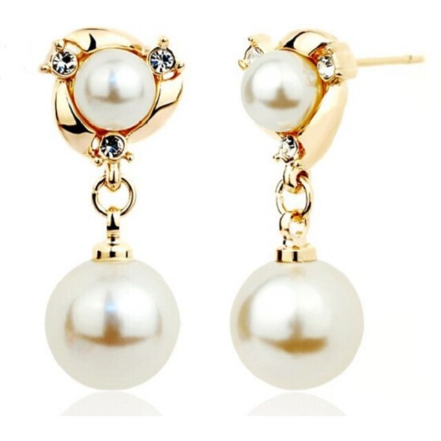  Women's Stud Earrings Classic Sweet Cute Imitation Pearl Earrings Jewelry Gold For Wedding Party 1 Pair