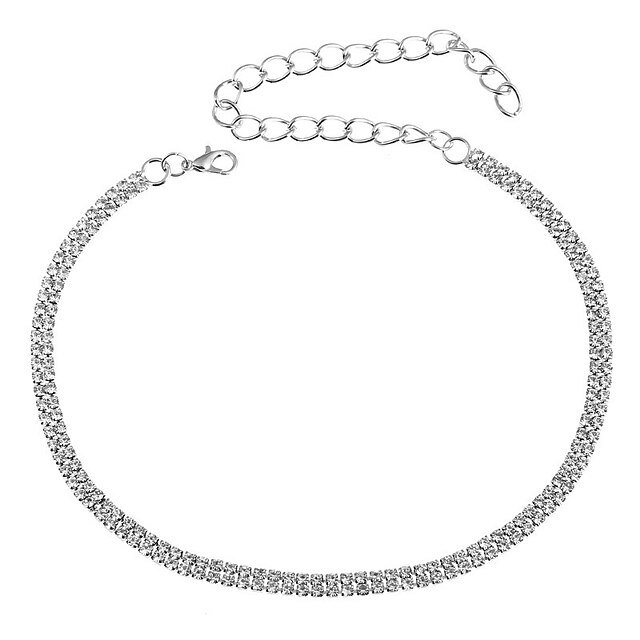  Women's Choker Necklace Tennis Chain Simple Elegant Fashion Chrome Imitation Diamond Silver 35 cm Necklace Jewelry 1pc For Wedding Evening Party