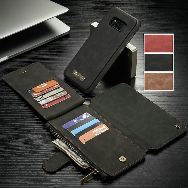  CaseMe Kılıf Na Samsung Galaxy S9 Plus / Note 9 Portfel / Etui na karty / Z podpórką Pełne etui Solidne kolory Twardość Skóra PU na S9 / S9 Plus / S8 Plus