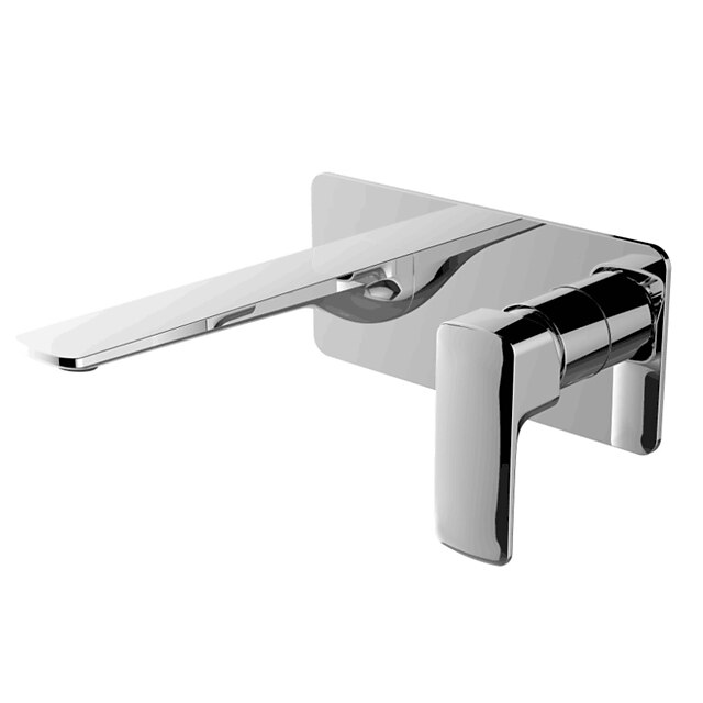  Bathroom Sink Faucet - Standard / Wall Mount Chrome Wall Mounted Single Handle Two HolesBath Taps
