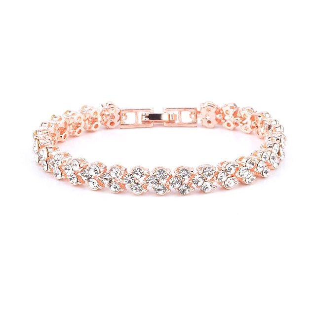  Women's Couple's Crystal Bracelet Classic Heart Alloy Bracelet Jewelry Rose Gold / Silver / Gold For Wedding