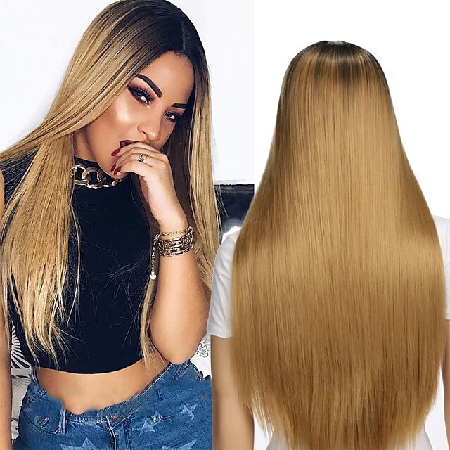Synthetic Wig Straight Straight Wig Blonde Long Strawberry Blonde Synthetic Hair  Women's Ombre Hair African American Wig Blonde 5919832 2023 – $