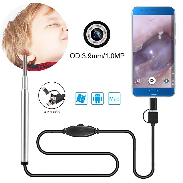  3.9 mm lens Hd Usb Endoscope 156 cm Working length 3 in 1 Home And Office with USB Port