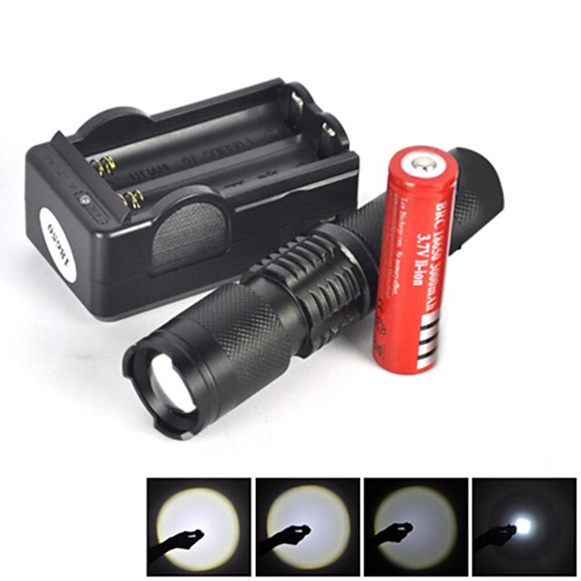  5 LED Flashlights / Torch Tactical Waterproof 1800 lm LED LED Emitters 5 Mode with Battery and Charger Tactical Waterproof Zoomable Rechargeable Mini Impact Resistant Camping / Hiking / Caving