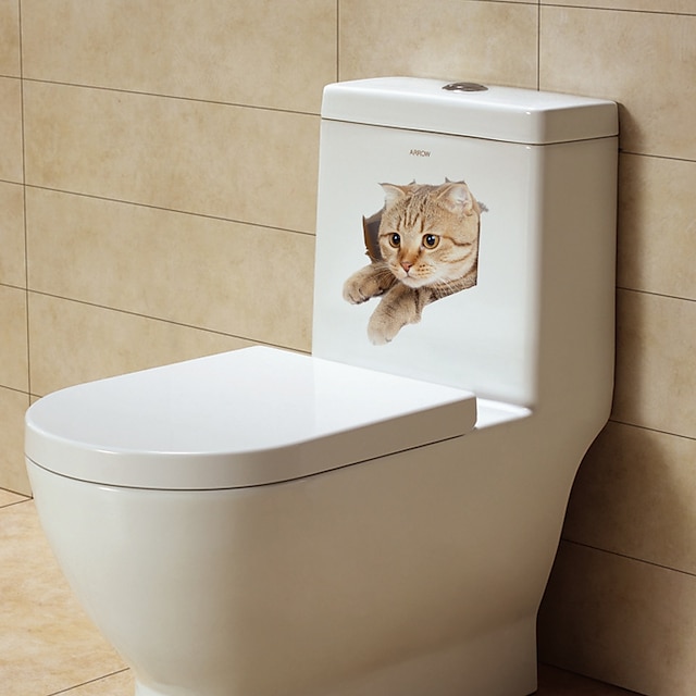 Home & Garden Home Decor | Funny Cat Toilet Stickers - Animal Wall Stickers Animals Bathroom / Indoor - WM05928