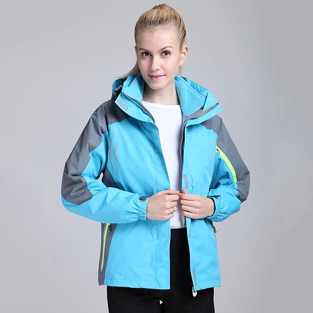  Women's Hiking 3-in-1 Jackets Winter Outdoor Thermal Warm Windproof UV Resistant Quick Dry 3-in-1 Jacket Softshell Jacket Top Fleece Camping / Hiking Climbing Red Blue Pink Orange Green Hiking