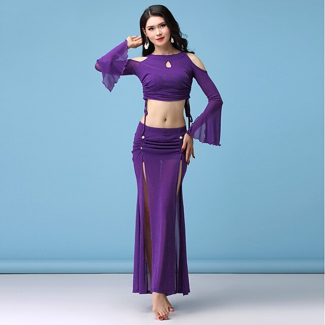  Belly Dance Outfits Women's Performance Spandex / Chinlon Split / Ruching Long Sleeve Dropped Skirts