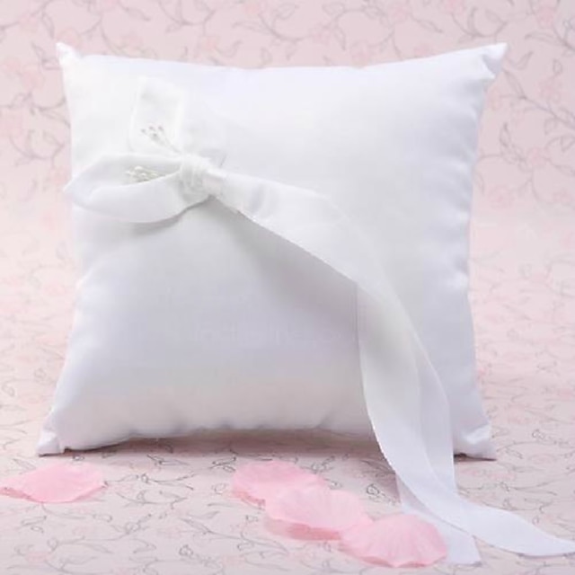  Silk Like Satin Acrylic Diamond / Satin Flower Satin Ring Pillow Wedding All Seasons