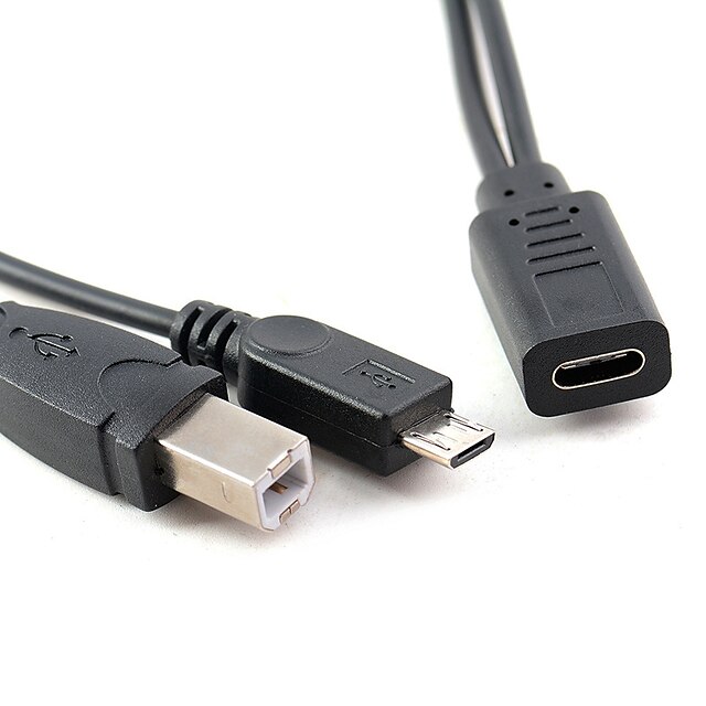  YONGWEI USB 2.0 Type C Adapterkabel, USB 2.0 Type C til USB2.0 B / Micro USB 2.0 Adapterkabel Kvinde mand Fortinnet kobber 0,3 m (1 ft)