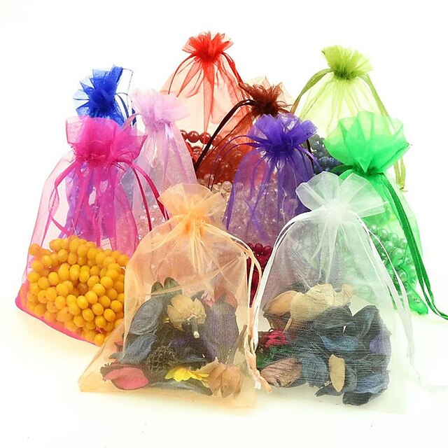 Home & Garden Home Decor | 10Pcs Drawable Small Organze Bags Gift Bag Jewelry Packaging Bags Random Color - XF68589