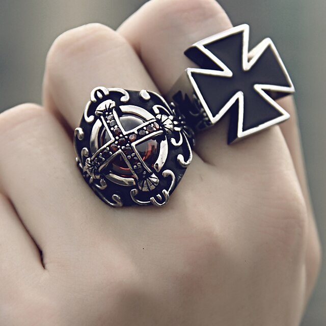  Ring Cross Gothic Titanium Steel For Vampire Dracula Cosplay Men's Costume Jewelry Fashion Jewelry / 1 Men's Ring