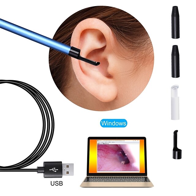  usb endoskop kamera 5.5mm lins visuell öra otoskop inspektion borescope för pc