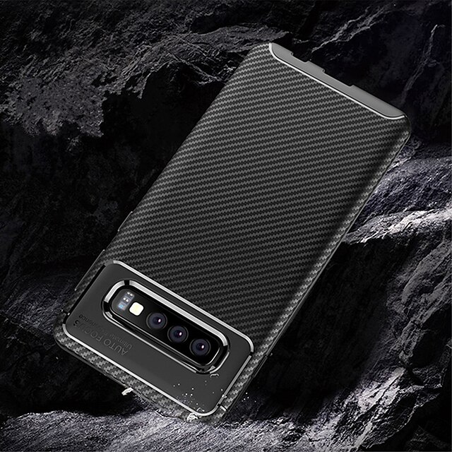  Case For Samsung Galaxy S9 / S9 Plus / Galaxy S10 Embossed Back Cover Solid Colored Soft Carbon Fiber