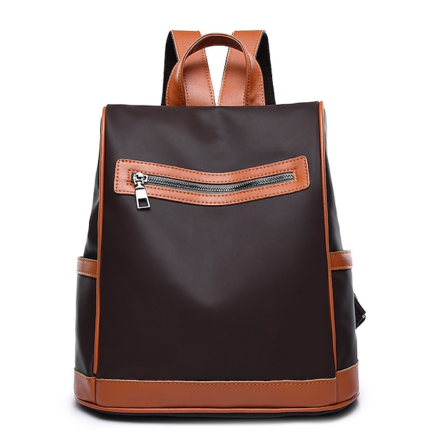  Oxford Zipper Commuter Backpack Daily Black / Coffee