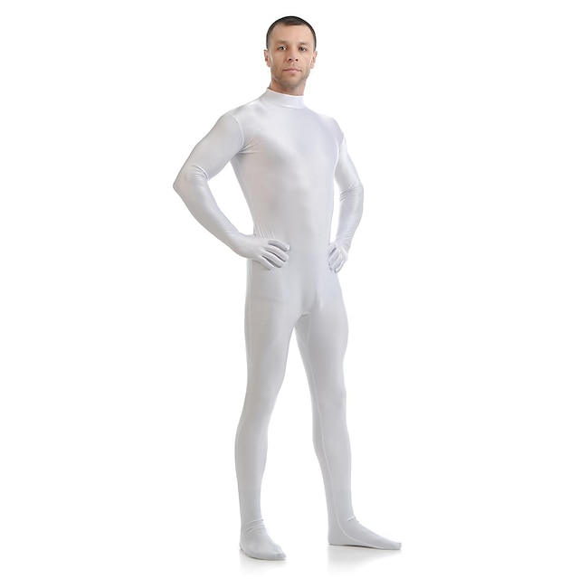 FASLOLSDP Costume de cosplay pour homme - Combinaison intégrale Zentai - Face ouverte - Invisible - En nylon - Combinaison catsuit avec capuche - Combinaison extensible - Corps entier, Blanc., XS