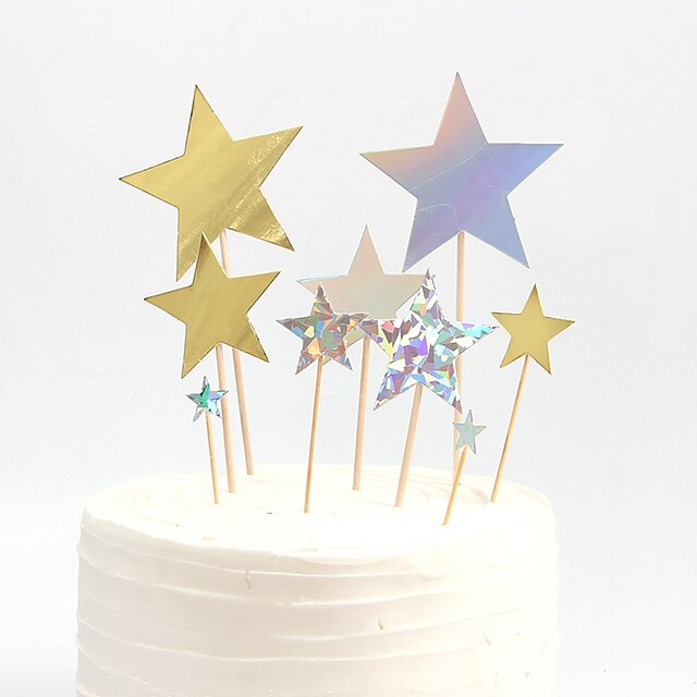  Classic Theme Party Cake Topper Pure Paper Artistic / Retro Splicing All Seasons 7 pcs Rainbow